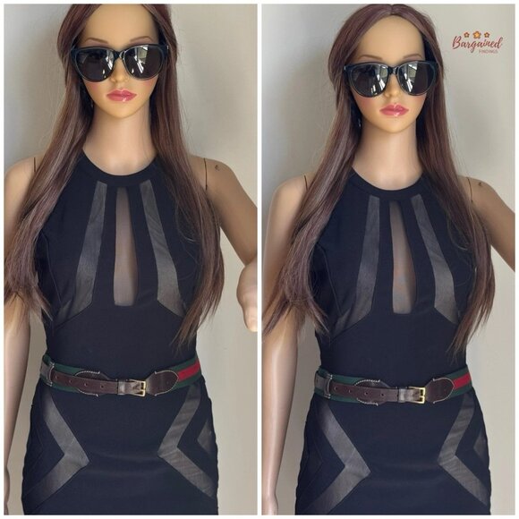 Auth Gucci Web Green/Red Canvas Brown Leather Gold Buckle Belt 90/36 - Picture 4 of 14